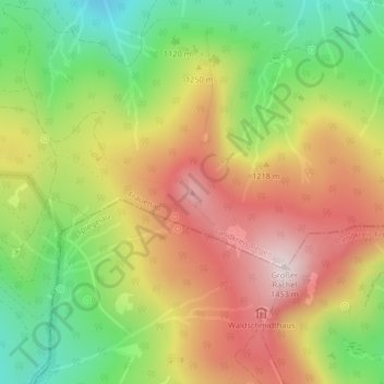 Topografische Karte Kleiner Rachel, Höhe, Relief