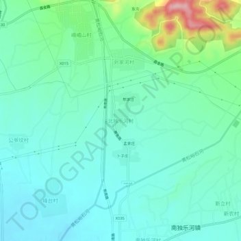 Topografische Karte 北独乐河村, Höhe, Relief