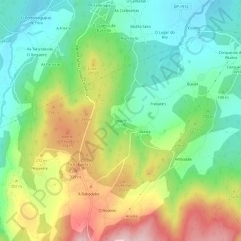 Topografische Karte Segufe, Höhe, Relief