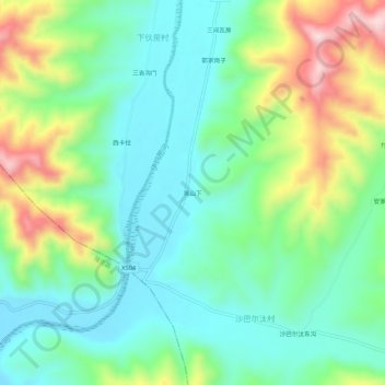 Topografische Karte 黑山下, Höhe, Relief