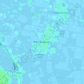 Topografische Karte Warmenhuizen, Höhe, Relief