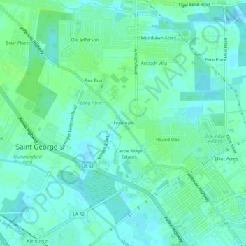 Topografische Karte Foreman, Höhe, Relief