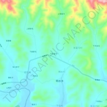 Topografische Karte 下张富沟, Höhe, Relief