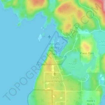 Topografische Karte Mansons Landing, Höhe, Relief