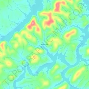 Topografische Karte Riverside, Höhe, Relief