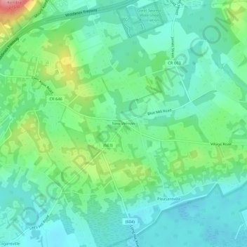 Topografische Karte New Vernon, Höhe, Relief