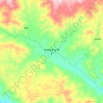 Topografische Karte 发展河哈尼族乡, Höhe, Relief