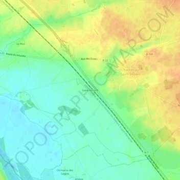 Topografische Karte Saint-Imbert, Höhe, Relief