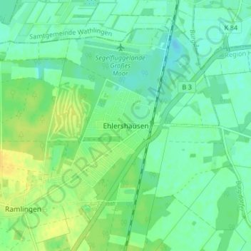 Topografische Karte Ehlershausen, Höhe, Relief