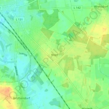 Topografische Karte Aspe, Höhe, Relief