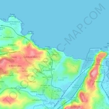 Topografische Karte Xivares, Höhe, Relief