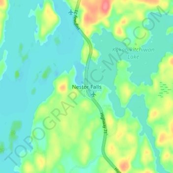 Topografische Karte Nestor Falls, Höhe, Relief