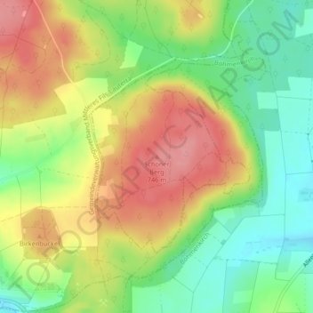 Topografische Karte Schöner Berg, Höhe, Relief