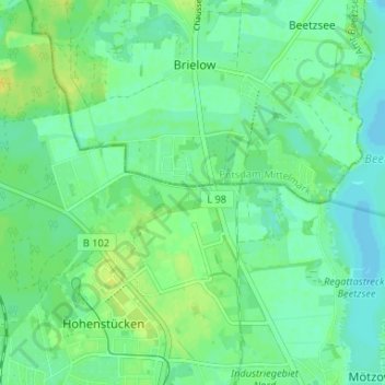 Topografische Karte Brielower Ausbau, Höhe, Relief
