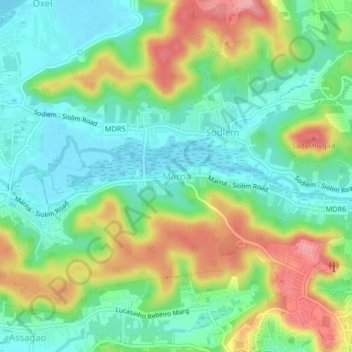 Topografische Karte Marna, Höhe, Relief