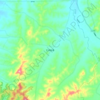 Topografische Karte 王滨街道, Höhe, Relief