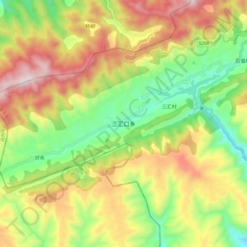 Topografische Karte 三汇口乡, Höhe, Relief