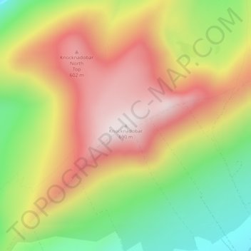 Topografische Karte Knocknadobar, Höhe, Relief