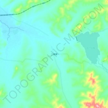 Topografische Karte 二道镇, Höhe, Relief