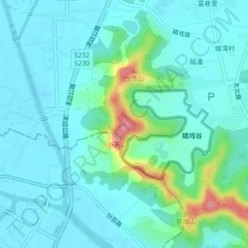 Topografische Karte 大茅山, Höhe, Relief