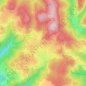 Topografische Karte Escorgechat, Höhe, Relief