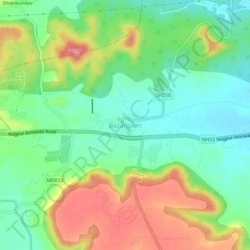 Topografische Karte Bazargaon, Höhe, Relief