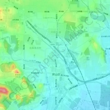 Topografische Karte 北关村, Höhe, Relief