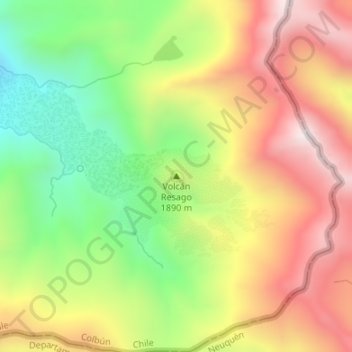 Topografische Karte Volcán Resago, Höhe, Relief