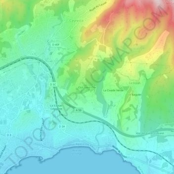Topografische Karte Clos Saint-Éloi, Höhe, Relief