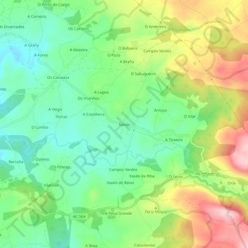 Topografische Karte Sande, Höhe, Relief