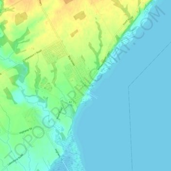 Topografische Karte Port Rowan, Höhe, Relief