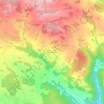 Topografische Karte Oberweitersdorf, Höhe, Relief