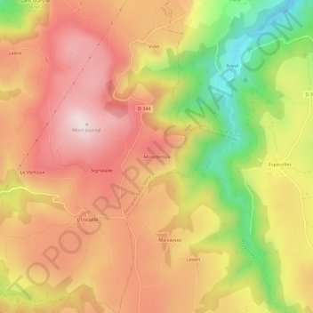 Topografische Karte Monsteroux, Höhe, Relief