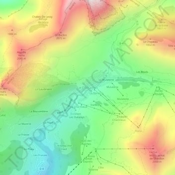 Topografische Karte Le Chinaillon, Höhe, Relief