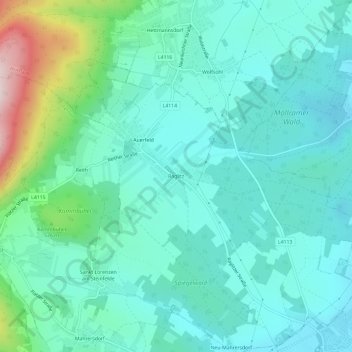 Topografische Karte Raglitz, Höhe, Relief