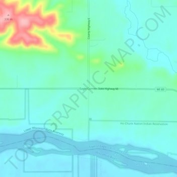 Topografische Karte Eagle Corners, Höhe, Relief