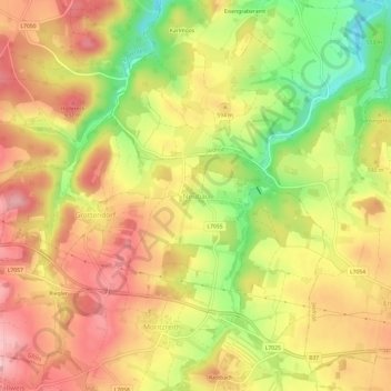 Topografische Karte Neubau, Höhe, Relief