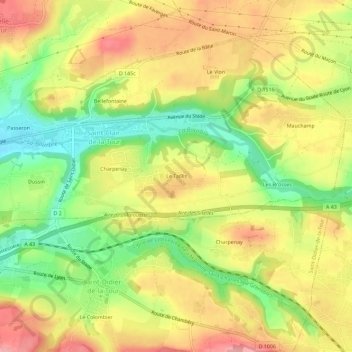 Topografische Karte Le Taillis, Höhe, Relief