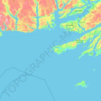Topografische Karte Pass Island, Höhe, Relief