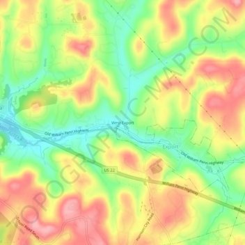 Topografische Karte West Export, Höhe, Relief