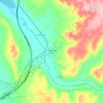 Topografische Karte Navarrete del Río, Höhe, Relief