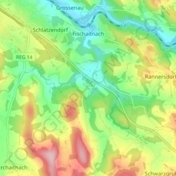 Topografische Karte Eging, Höhe, Relief