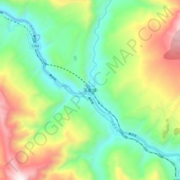 Topografische Karte 天星镇, Höhe, Relief
