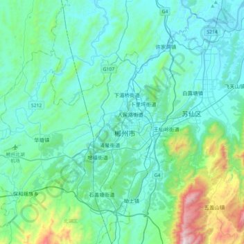 Topografische Karte 北湖区, Höhe, Relief