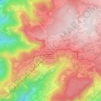 Topografische Karte Oberbozen, Höhe, Relief
