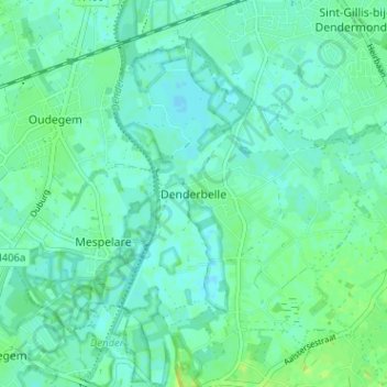 Topografische Karte Denderbelle, Höhe, Relief