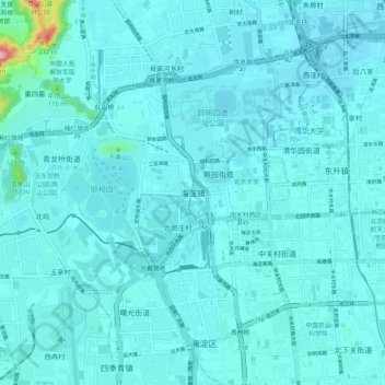 Topografische Karte 海淀镇, Höhe, Relief