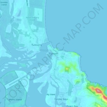 Topografische Karte Forster, Höhe, Relief