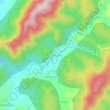 Topografische Karte Pendajam, Höhe, Relief