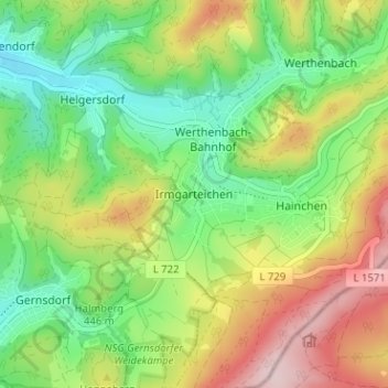 Topografische Karte Irmgarteichen, Höhe, Relief